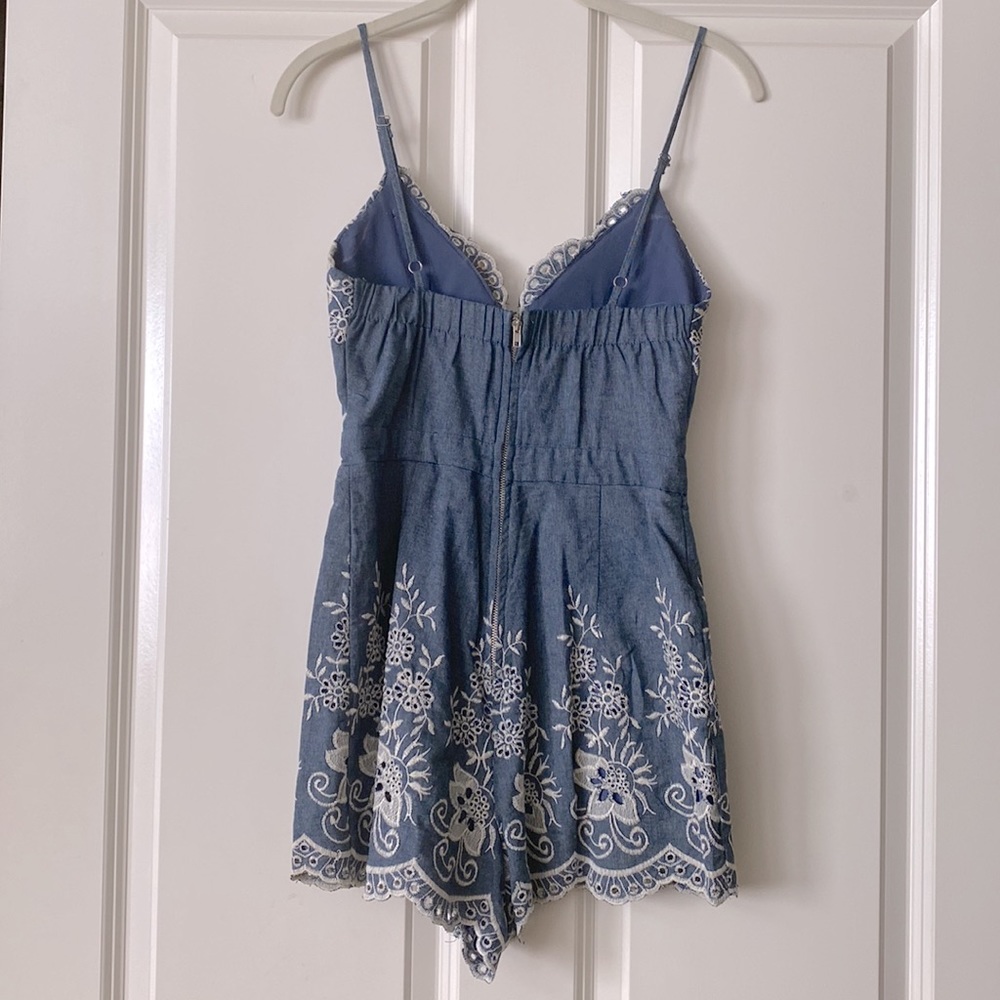 Hello Molly Denim with White Detailing Girl Power Playsuit Size 8 (AUS) - Picture 5 of 8